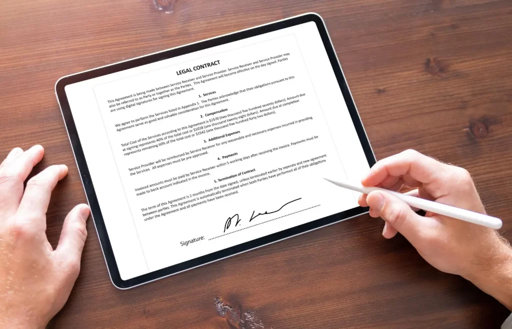 electronic signature of the freelance contract