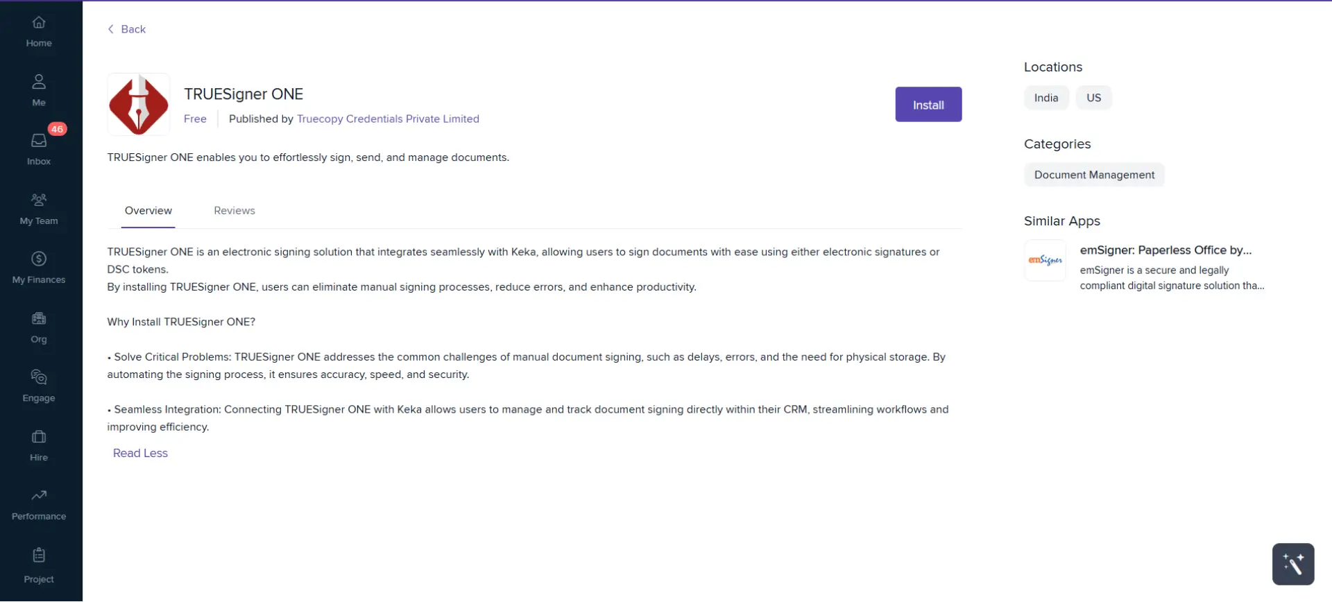 Install TRUESigner ONE