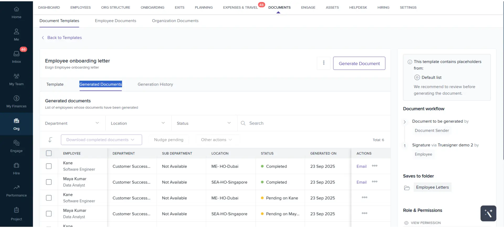 Track Signing Status