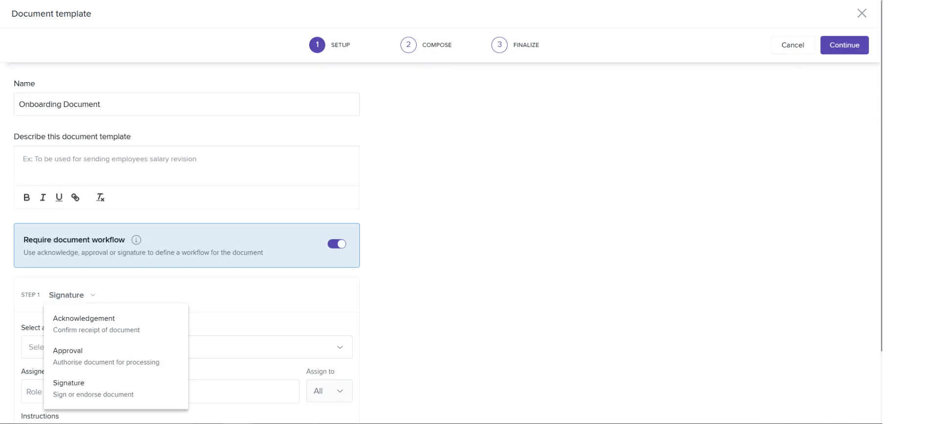 chose your existing template